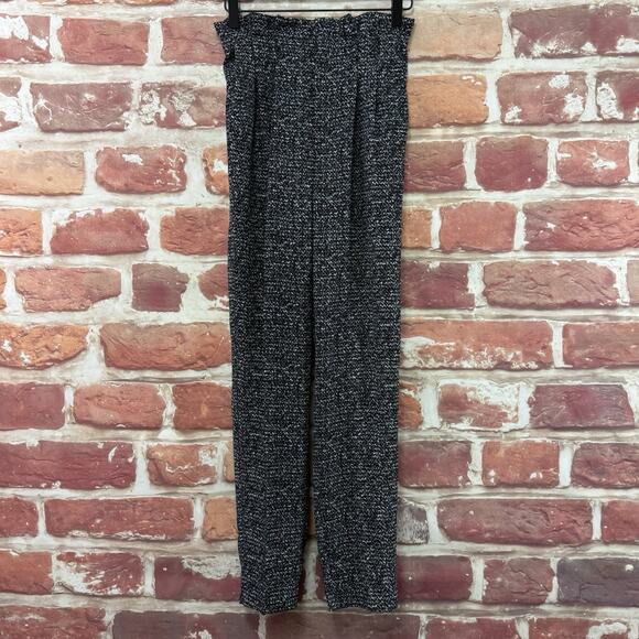 Express Ankle High Rise Pants Women's 0 Black Abstract Career Work Trousers - Picture 7 of 9